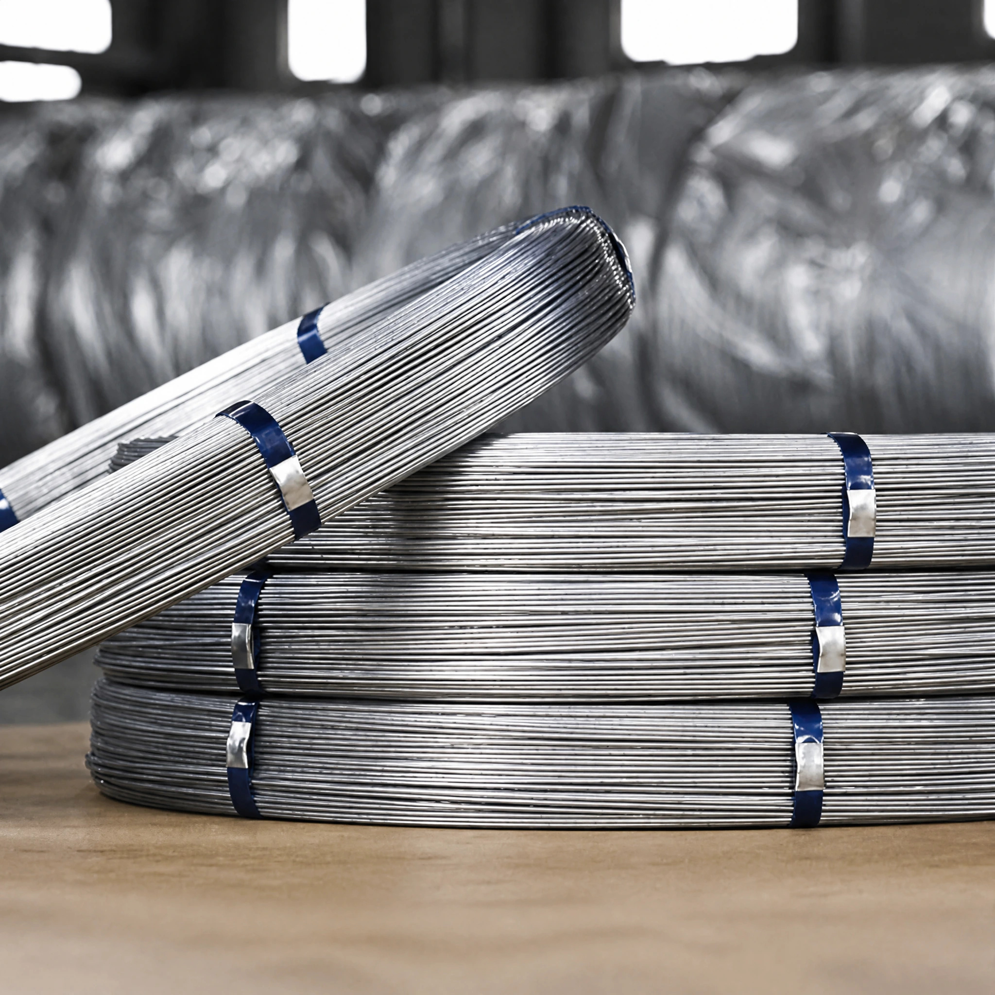 Metal wire coils for industrial and construction applications