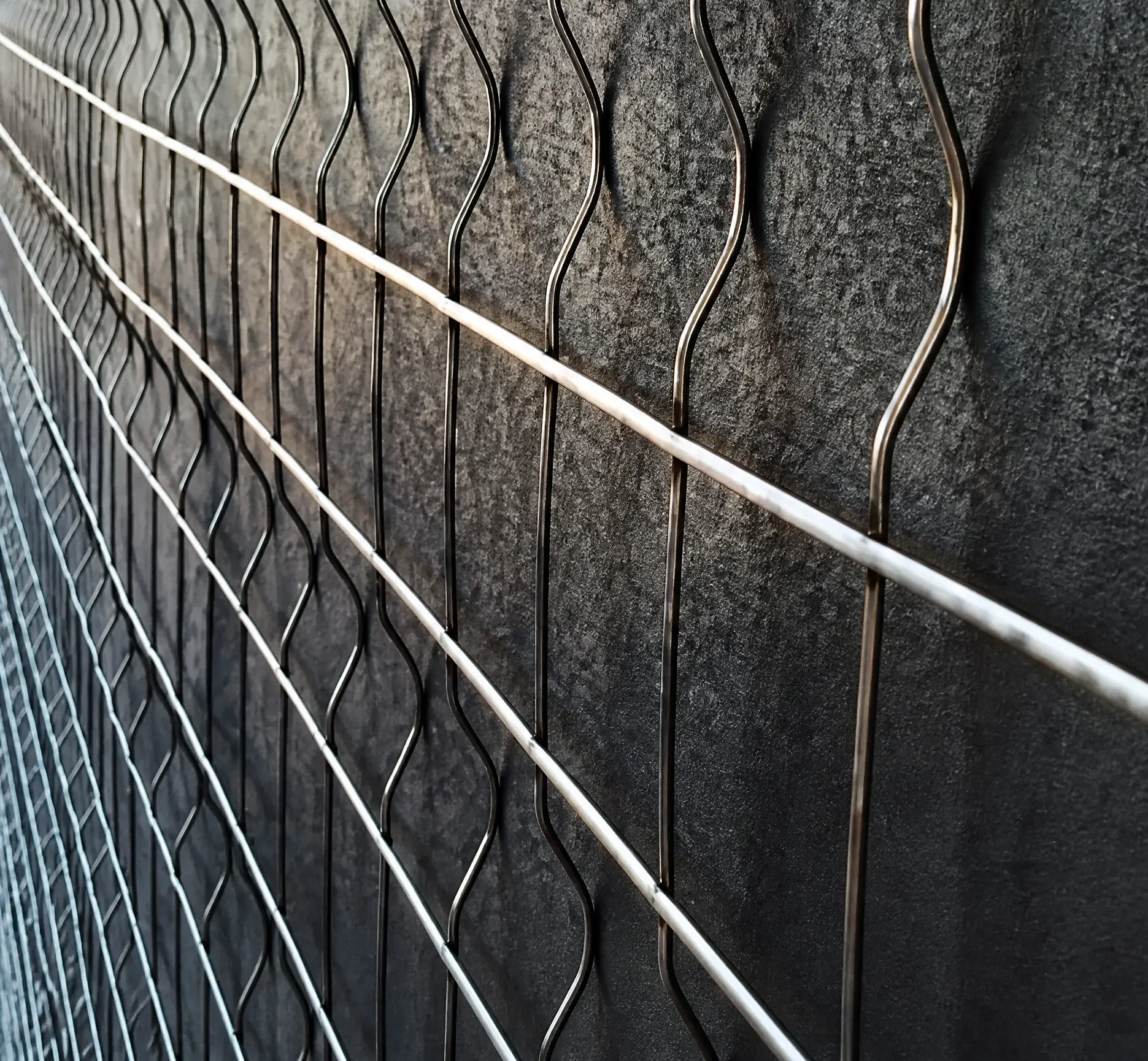 Close-up of resistance welded stucco wire mesh